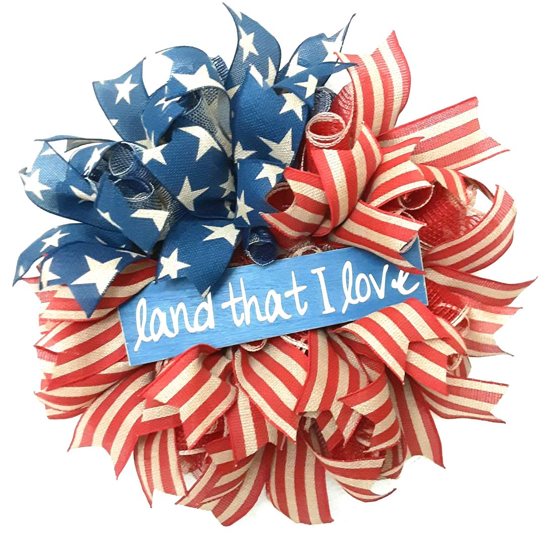 Rustic Burlap Americana Flag Wreath: Patriotic Summer Decor - Etsy