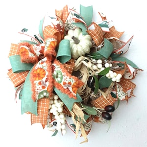 Fall Welcome Wreath, Miniature Fall Pumpkin Wreath, Small Fall Wreath, Fall Candle Ring, Fall Centerpiece Ring, Miniature Wreath for Cabinet