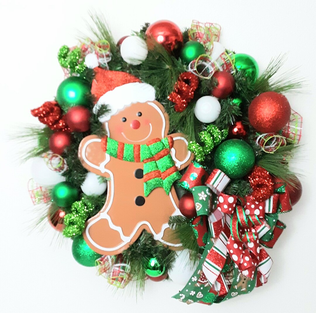 Gingerbread Wreath, Christmas Wreath, Gingerbread Boy Wreath