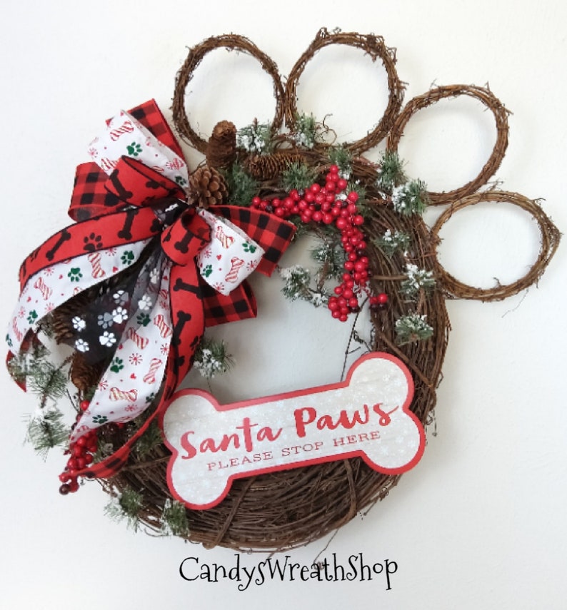 Grapevine Paw Print Dog Wreath Pet Wreath Paw Print Wreath Etsy