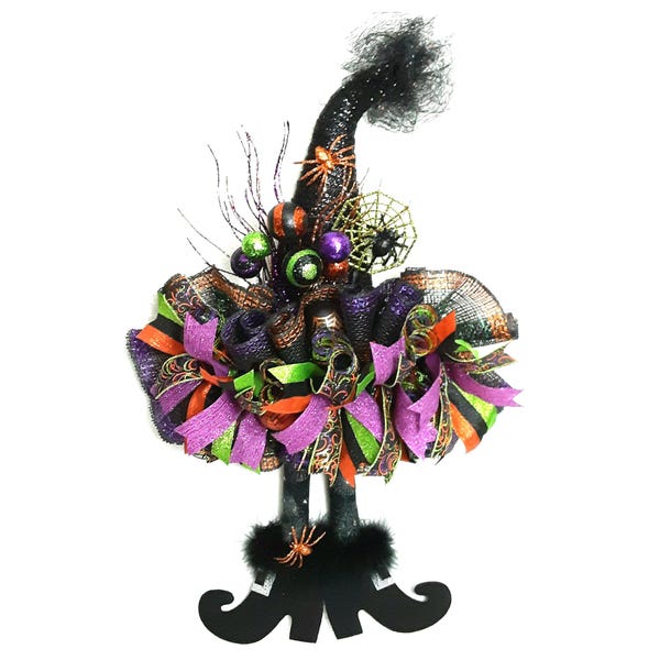 Halloween Witch Hat Wreath, Glitter Spiderweb Door Hanger, Halloween Front Door, Spooky Witch Decor