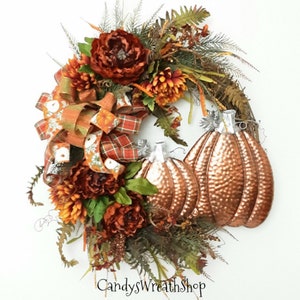 Fall Pumpkin Wreath, Fall Decor, Fall Welcome Wreath, Fall Floral Grapevine, Thanksgiving Wreath, Fall  Front Door Wreath, Pumpkin Grapevine