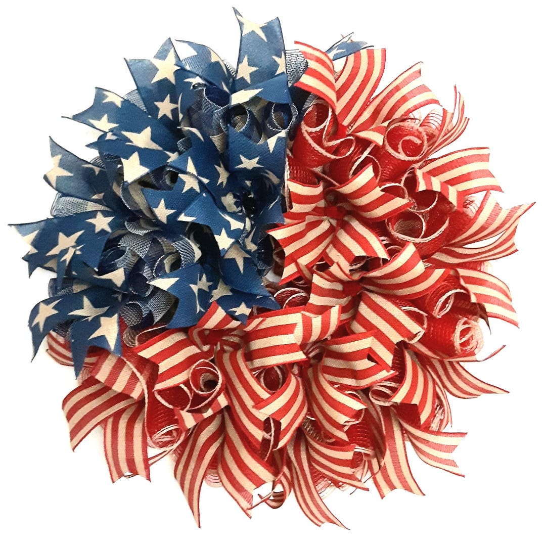 Rustic Burlap Americana Flag Wreath: Patriotic Everyday Decor - Etsy