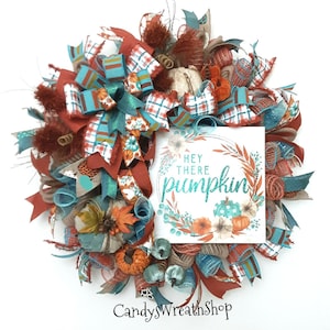Fall Welcome Wreath, Fall Decor, Fall Pumpkin Wreath, Fall Front Door Wreath, Fall Pumpkin Wreath, Wreath for Fall, Fall Plaid Pumpkins