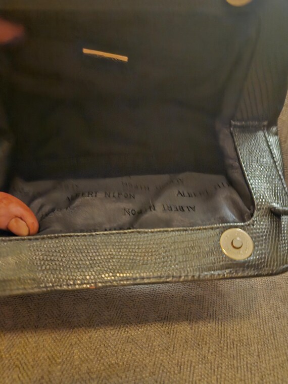 Albert Nipon Vintage Green Leather Shoulder Handb… - image 7