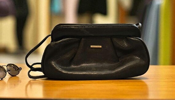 Albert Nipon Vintage Green Leather Shoulder Handb… - image 1