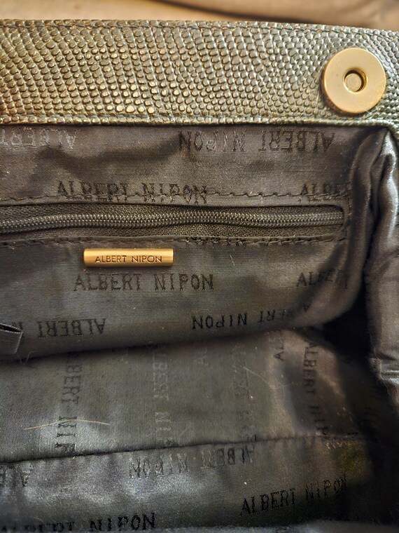 Albert Nipon Vintage Green Leather Shoulder Handb… - image 6
