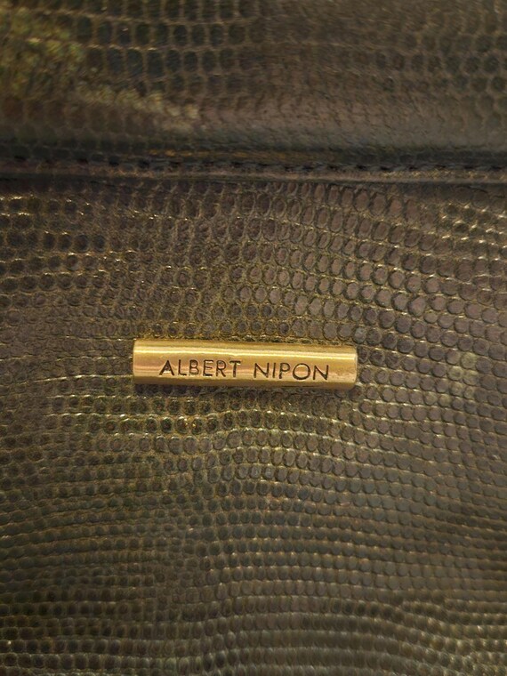Albert Nipon Vintage Green Leather Shoulder Handb… - image 5