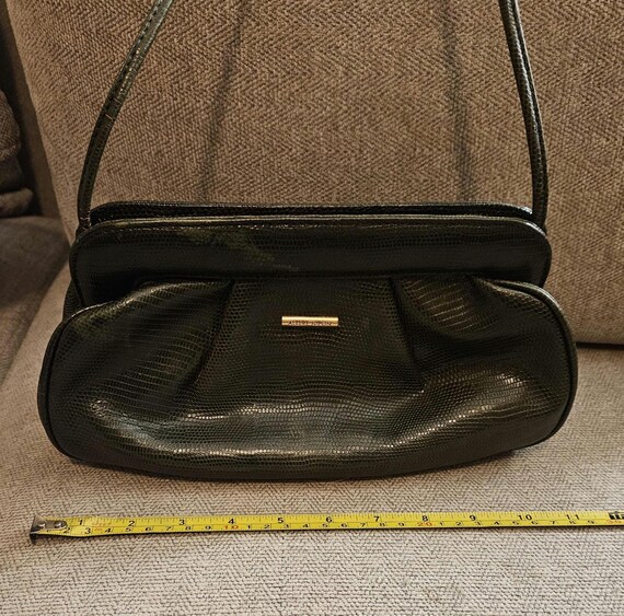 Albert Nipon Vintage Green Leather Shoulder Handb… - image 4