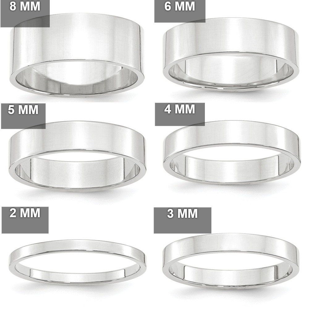 10K White Gold 7mm Light Weight Flat Band Ring Size 4 to 14 