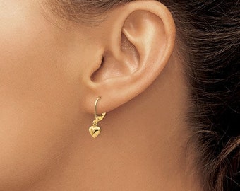 #BE-182 New 14K Solid Yellow Gold Round Triple Bead Drop//Dangle Earrings