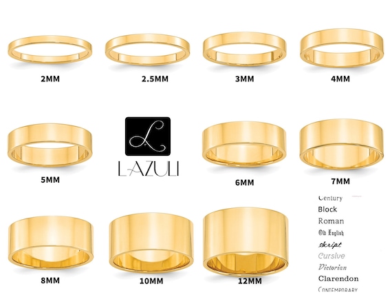 10K Yellow Gold 2mm 2.5mm 3mm 4mm 5mm 6mm 7mm 8mm 10mm 12mm Wide Flat Men's  Women's Wedding Band Ring. Anniversary Cigar Band Midi Toe Thumb