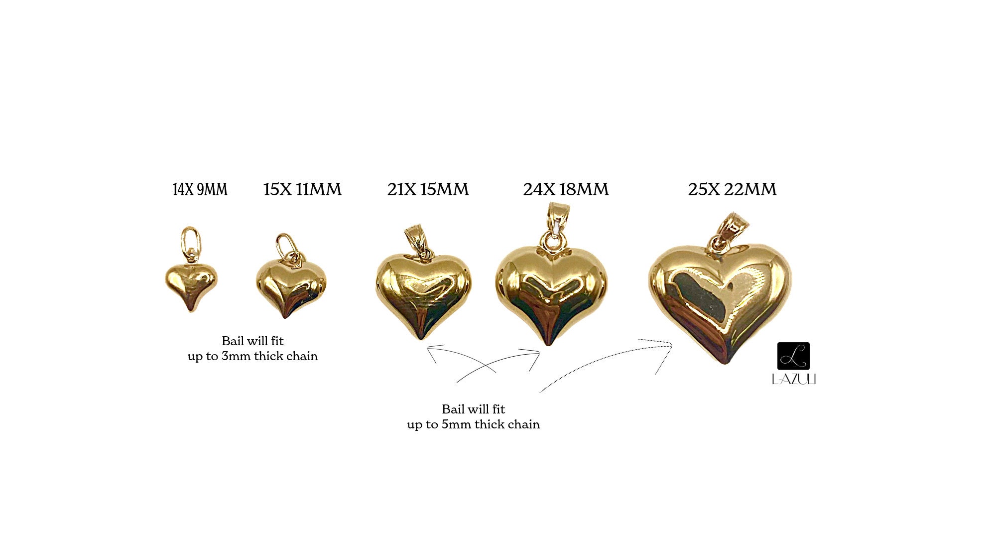 Gold puffed heart charm clearance