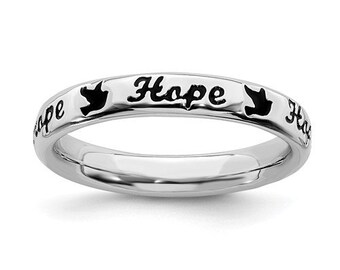 Hope 3.50 mm Sterling Silver Comfort Fit Wedding Band Promise Engagement Thumb Toe Midi Simple Minimalist Ring Gift for Her Expression