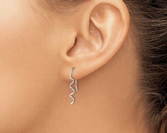 Sterling Silver 925 Spiral Dangle French Wire 1" Long Earrings, Simple Minimalist Modern Drop & Dangle Shepherd Hook Earrings bridesmaids