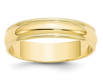 10K Solid Yellow Gold 5mm Milgrain Men's and Women's Wedding Band Ring Sizes 4-14. Solid 10k Yellow Gold, Made in the U.S.A. Ships Free