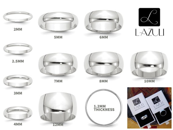 14K Solid White Gold 2mm 2.5mm 3mm 4mm 5mm 6mm 8mm 10mm 12mm Men's Women's  Wedding Band Ring Sizes 4-14. Thumb Toe Midi Stacking Cigar Band