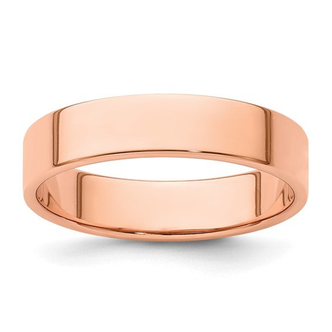 10K Solid Rose Gold 5mm Flat Men's and Women's Wedding - Etsy