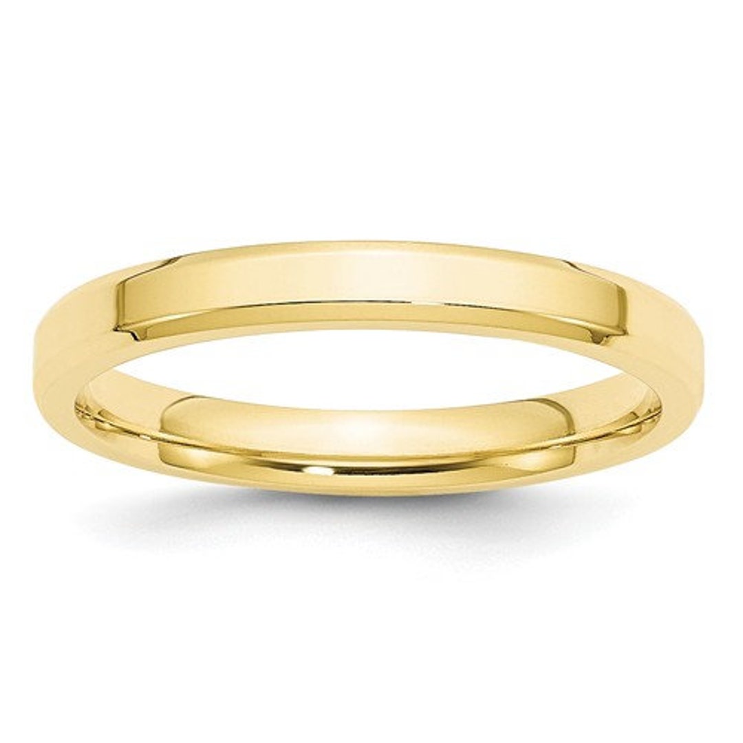 REAL Comfort Fit 10K Solid Yellow Gold 3mm Beveled Edge - Etsy