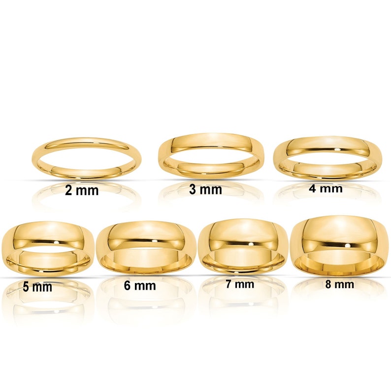 REAL Comfort Fit 14K Solid Yellow Gold 2mm 3mm 4mm 5mm 6mm 8mm - Etsy