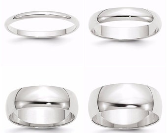 10K Solid White Gold 2mm 3mm 4mm 5mm 6mm Wide Men's Women's Wedding Band Ring Sizes 4-14. Solid 10k Gold,Engagement Midi Toe Thumb Stacking
