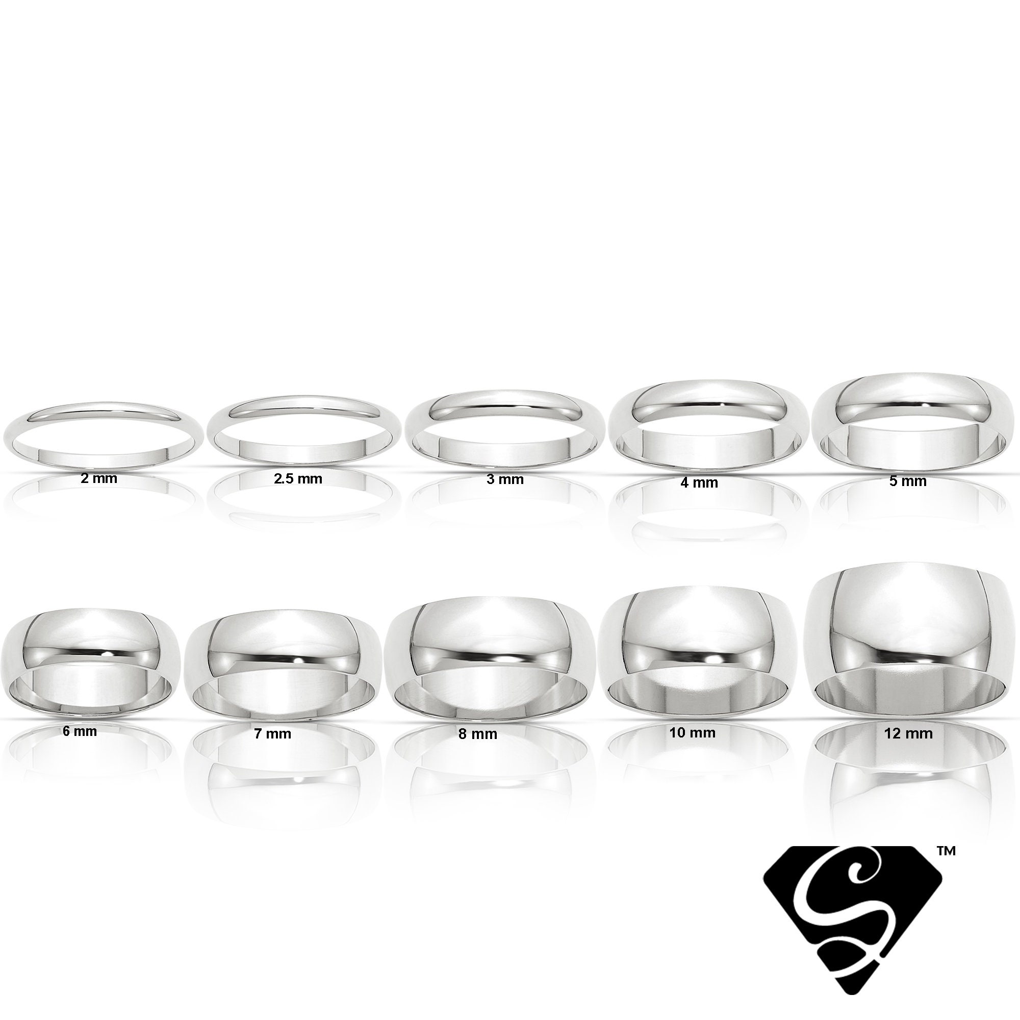 GIRLS SMALL SIZE STERLING SILVER PLAIN  BAND RING 2MM  Wide Sizes G-M