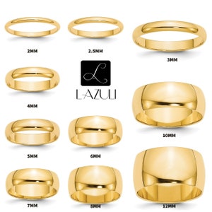 Solid 14K Yellow Gold Polished Domed Engagement, Anniversary, Wedding Band 2mm 2.5mm 3mm 4mm 5mm 6mm 7mm 8mm 10mm 12mm Men's or Women's ring