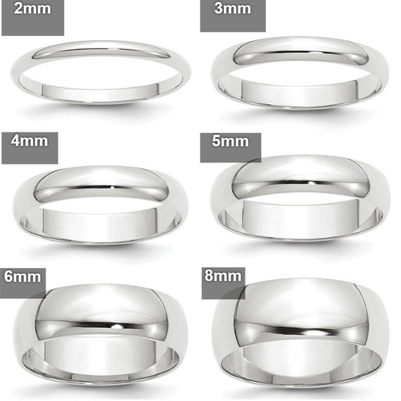 Banda de matrimonio para hombre y mujer 10K oro blanco anillo 2mm 2.5mm 3mm  4mm 5mm 6mm 8mm de ancho Tamaños 4-14. compromiso aniversario -  España