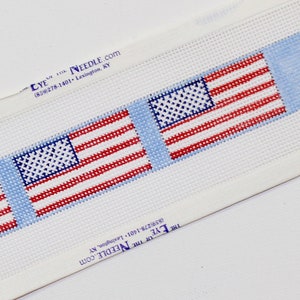 American Flags Glasses Strap, Free Initials, Needlepoint Glasses Strap Kit, Includes Canvas and Thread, Custom Designs Available