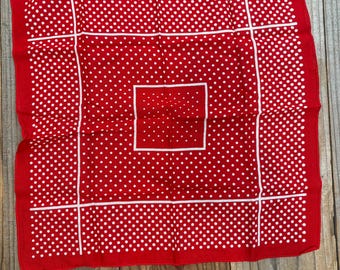 Vintage Red French Style Polka Dot 100% Cotton Bandana Handkerchief #53