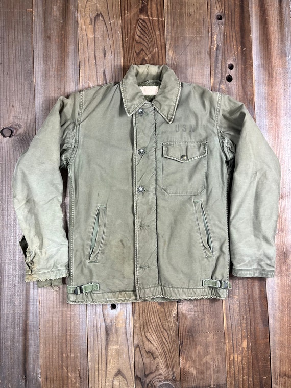 1960's US Military A-2 Deck Jacket Olive Green First … - Gem