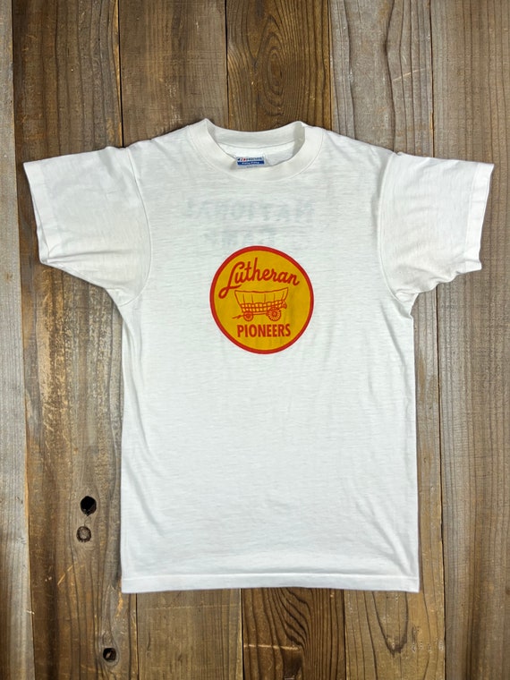 1980's White Lutheran Pioneers Tee Shirt S - image 1