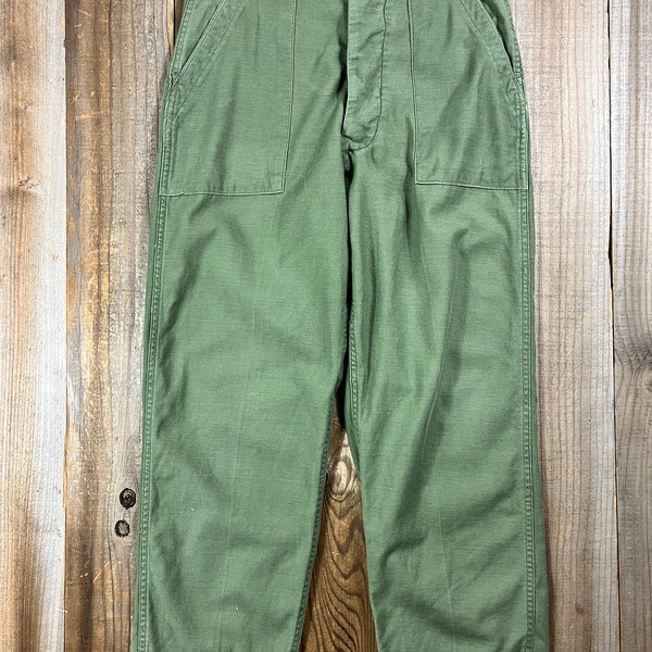 60's 70's US Army OG-107 Cotton Button Fly Fatigue Trousers Repairs 30x27