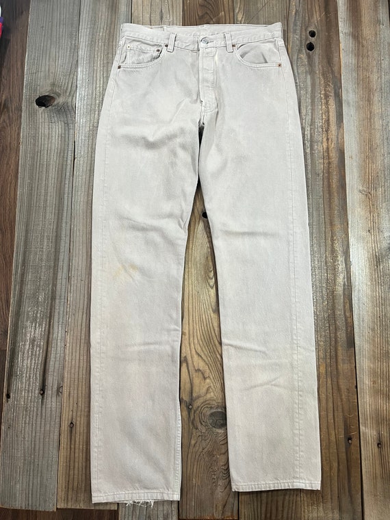 1990's Levi's 501 Faded Gray Beige Jeans 33 Waist