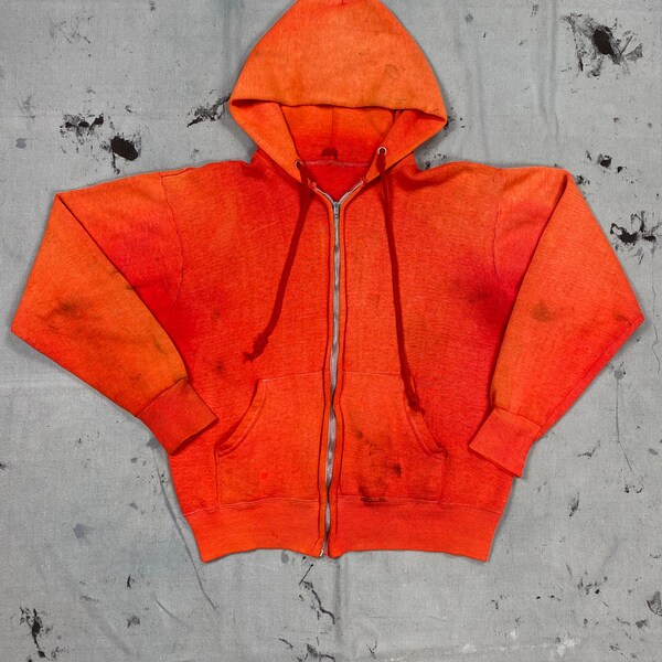 Vintage 1960's Sunfaded Scarlet Zip Up Hoodie Best Zipper S/M