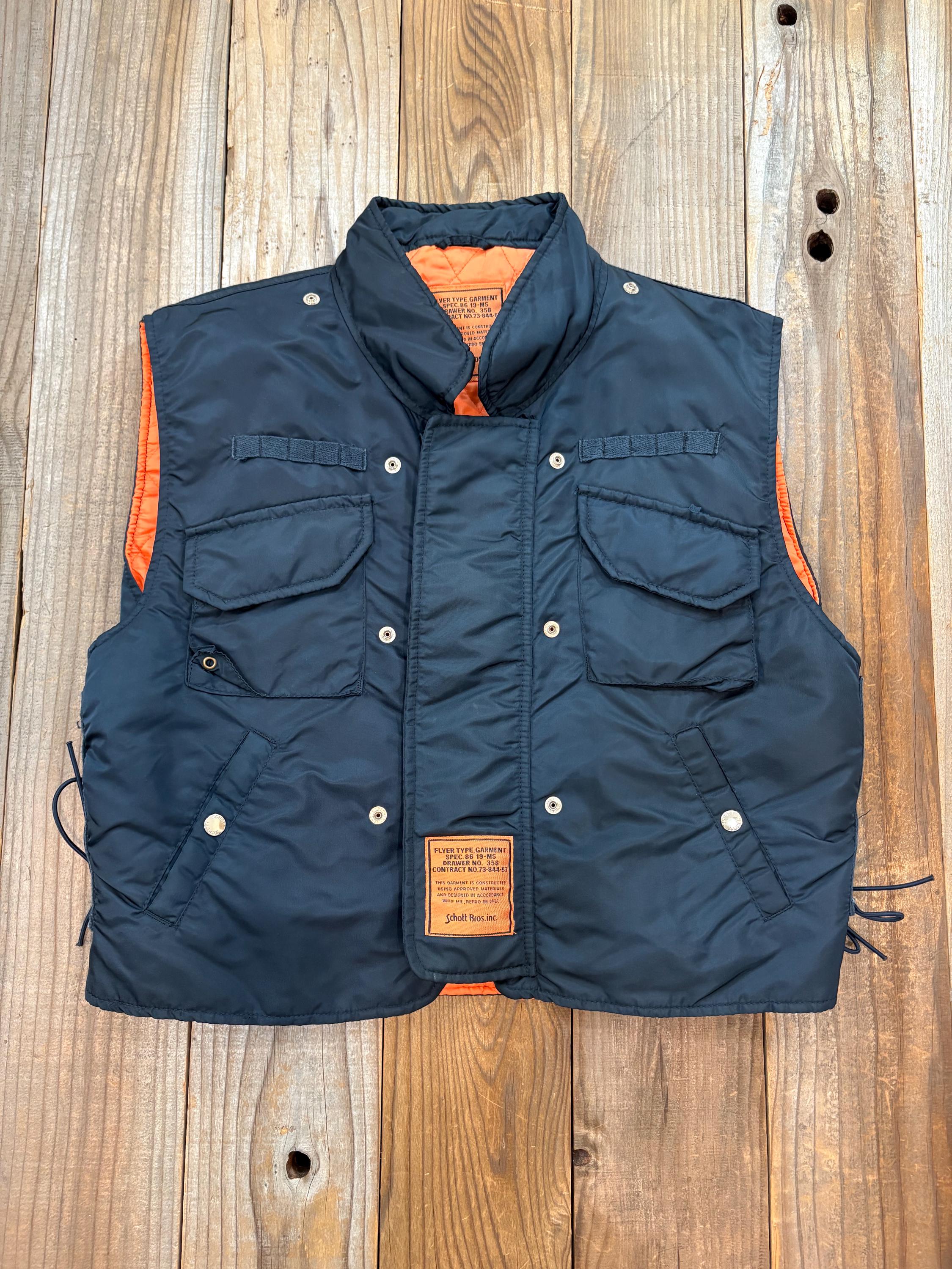 ヴィンテージ Schott ナイロンフライトベスト ネイビーブルー L - Etsy