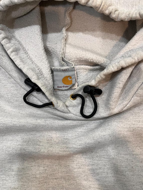 Vintage Carhartt Gray Elastic String Pullover Hoo… - image 4