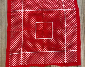 Vintage Red French Style Polka Dot 100% Cotton Bandana Handkerchief #54