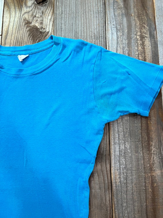 60's 70's Faded Blue Blank Baby Shirt - image 2