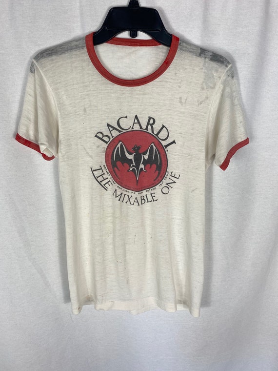 Vintage 80s Bacardi Ringer T-Shirt S