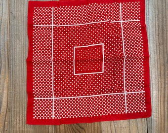 Vintage Red French Style Polka Dot 100% Cotton Bandana Handkerchief #55