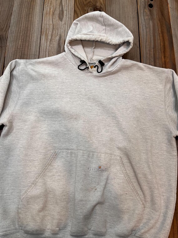 Vintage Carhartt Gray Elastic String Pullover Hoo… - image 3
