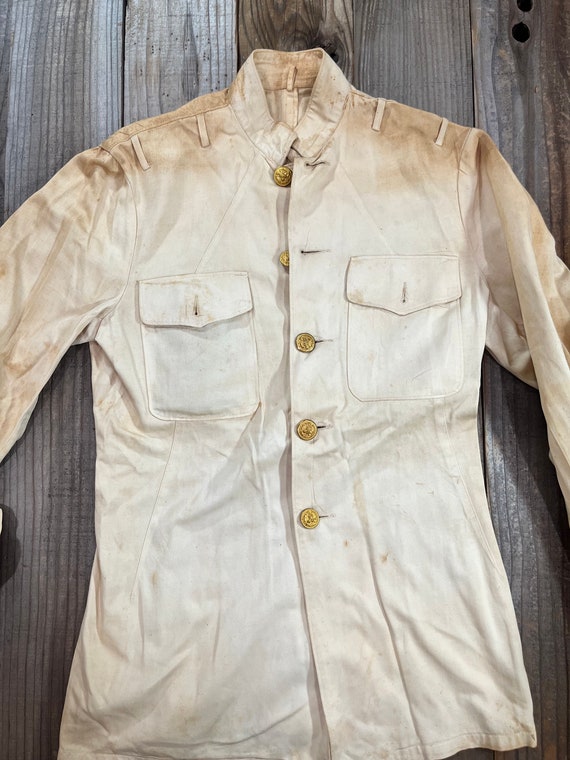 Vintage Naval Military Jacket CPO Dress White - image 2