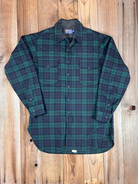 Vintage Pendleton Green Plaid Wool Work Shirt