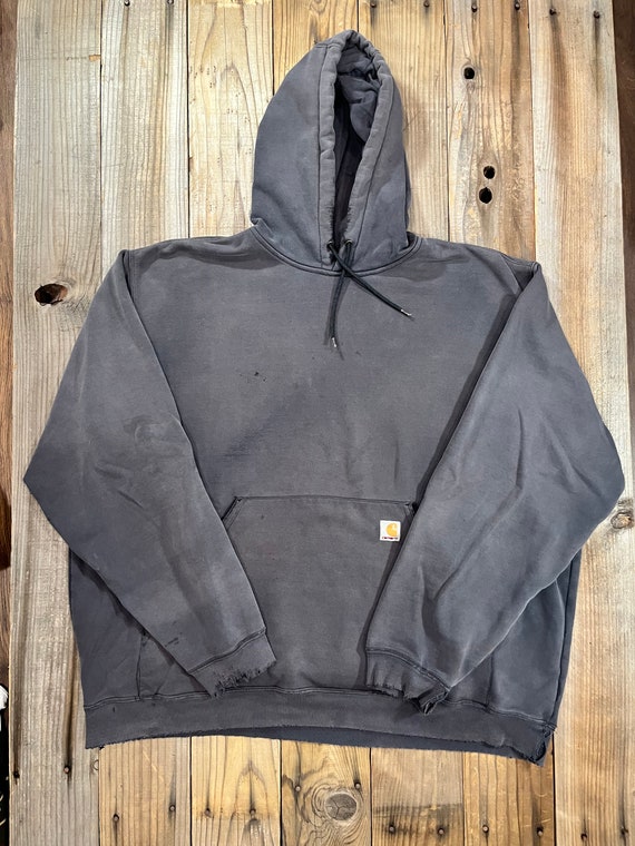 Vintage Carhartt Faded Blue Black Pullover Hoodie 