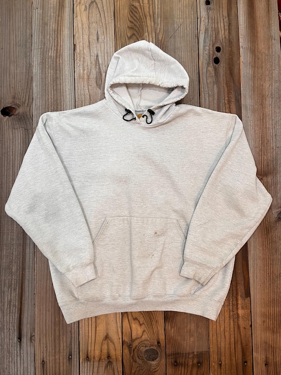 Vintage Carhartt Gray Elastic String Pullover Hoo… - image 1