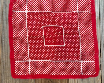 Vintage Red French Style Polka Dot 100% Cotton Bandana Handkerchief #52