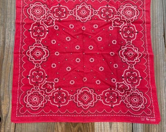 Vintage Red Elephant Brand Trunk Down Paisley 100% Cotton Bandana Handkerchief #83