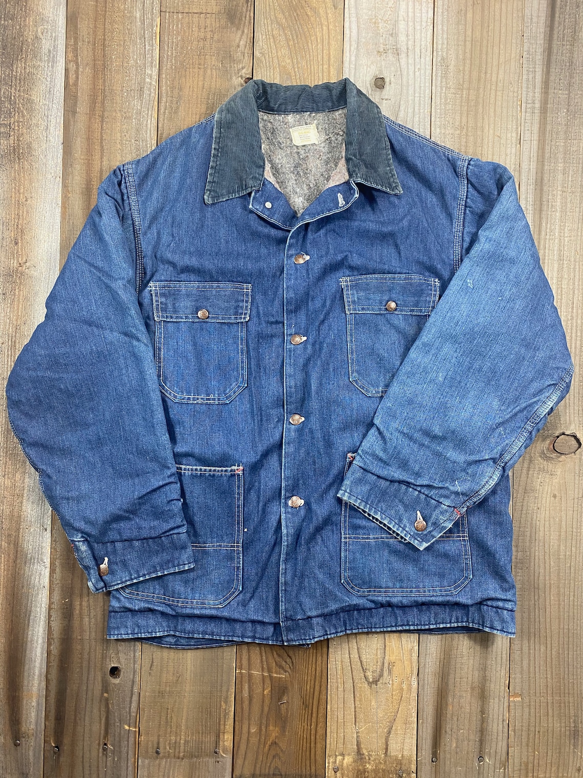 Vintage 1970's Big Mac Blanket Lined Denim Chore Coat Dark Etsy