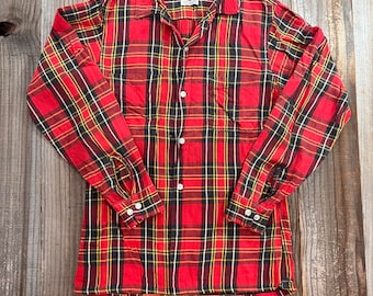 60's 70's Silver Wings Cortina Flannel Shirt Red Button Up S